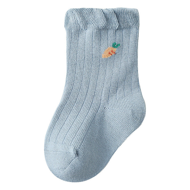 Baby Girls Frilled-Edges Breathable Mid-Calf Socks 2 Pairs