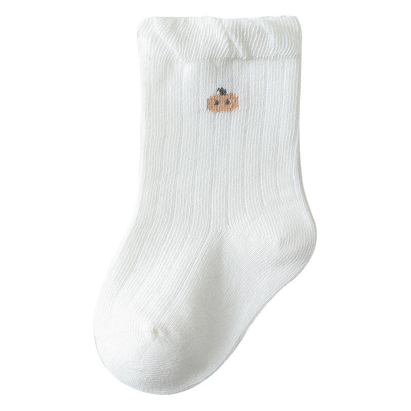 Baby Girls Frilled-Edges Breathable Mid-Calf Socks 2 Pairs