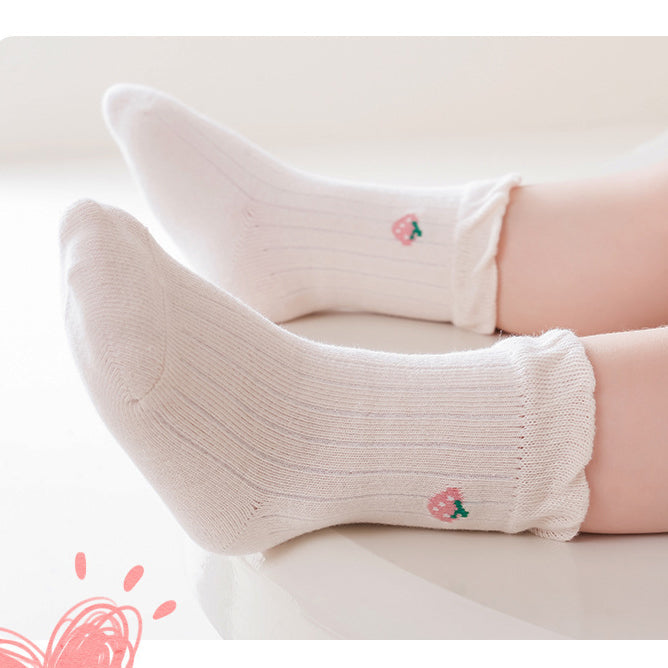 Baby Girls Frilled-Edges Breathable Mid-Calf Socks 2 Pairs