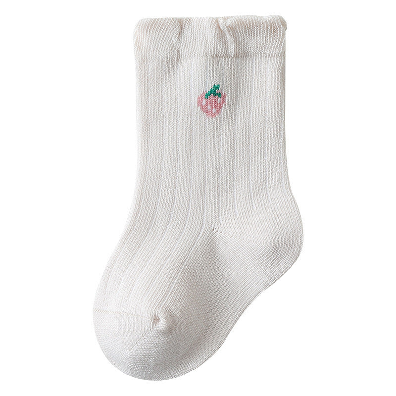 Baby Girls Frilled-Edges Breathable Mid-Calf Socks 2 Pairs