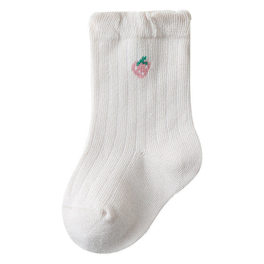 Baby Girls Frilled-Edges Breathable Mid-Calf Socks 2 Pairs